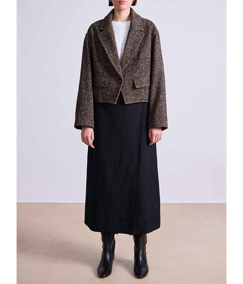 Ria Cropped Back Jacket - Textured Herringbone